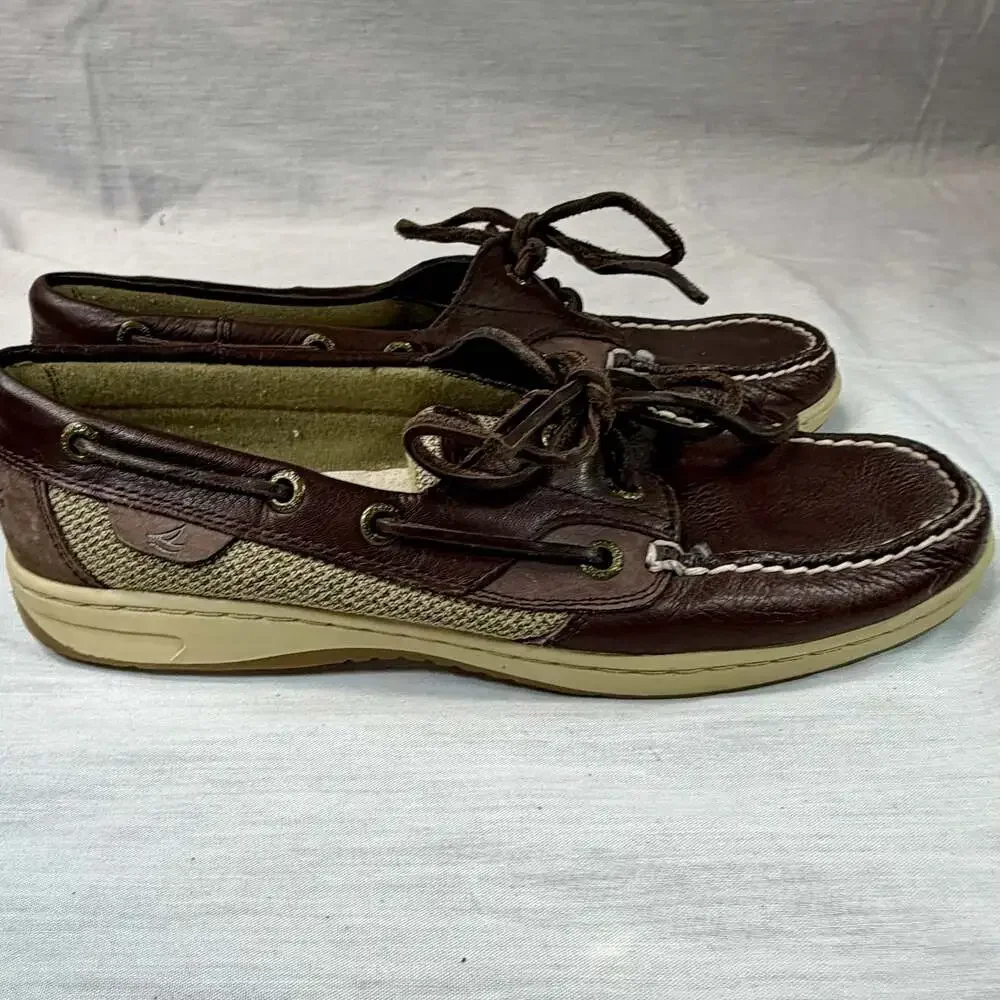 Sperry Top-Sider Bluefish Brown Leather Mesh Boat Shoes